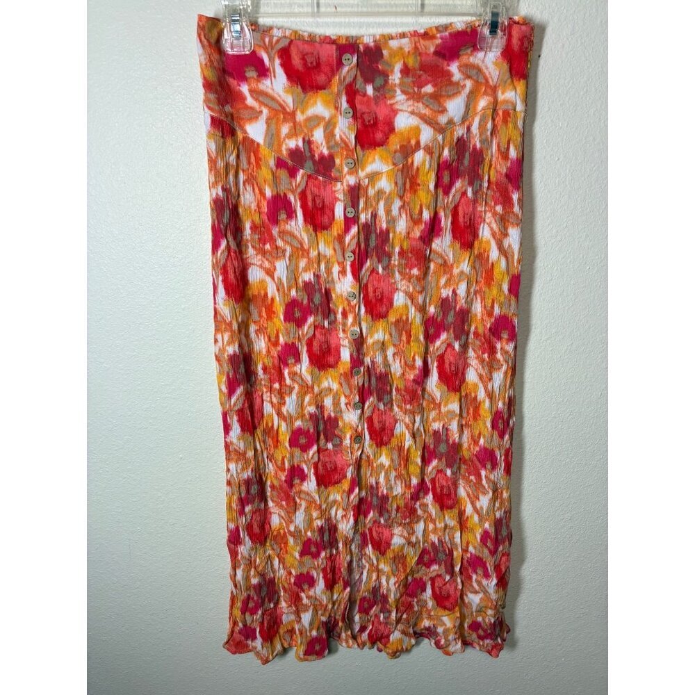 BCX Boho Maxi Skirt Summer Business Casual Floral Cottage Women's Size Medium